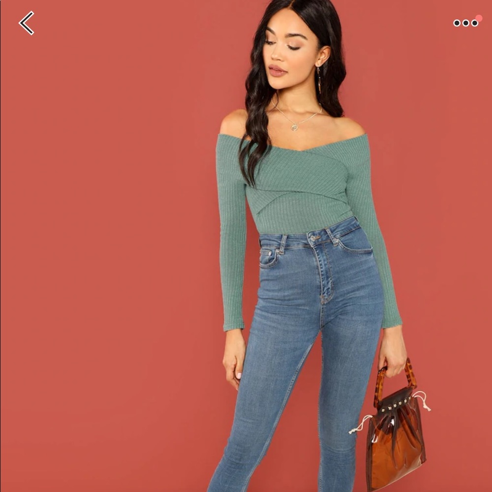 Mint off the shoulder body suit